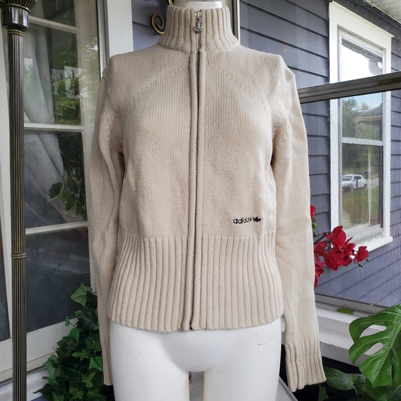 Sweaters - Vintage Adidas Turtleneck 80% Wool Longsleeved Crop Style Sweater Cardigan